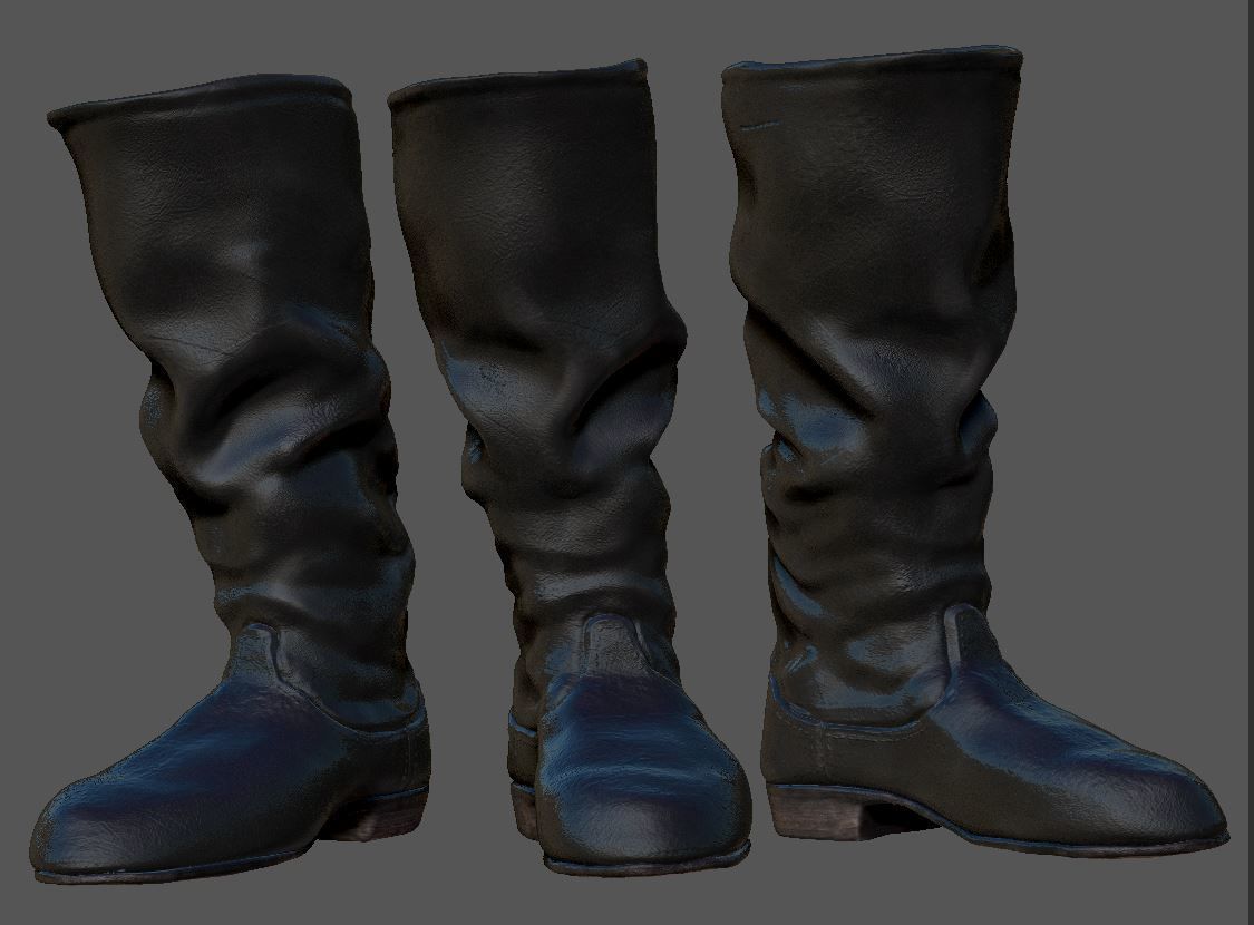 Army Leather Boots Low-poly 3D model_2