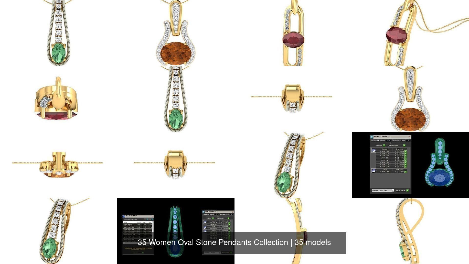 35 Women Oval Stone Pendants Collection _6