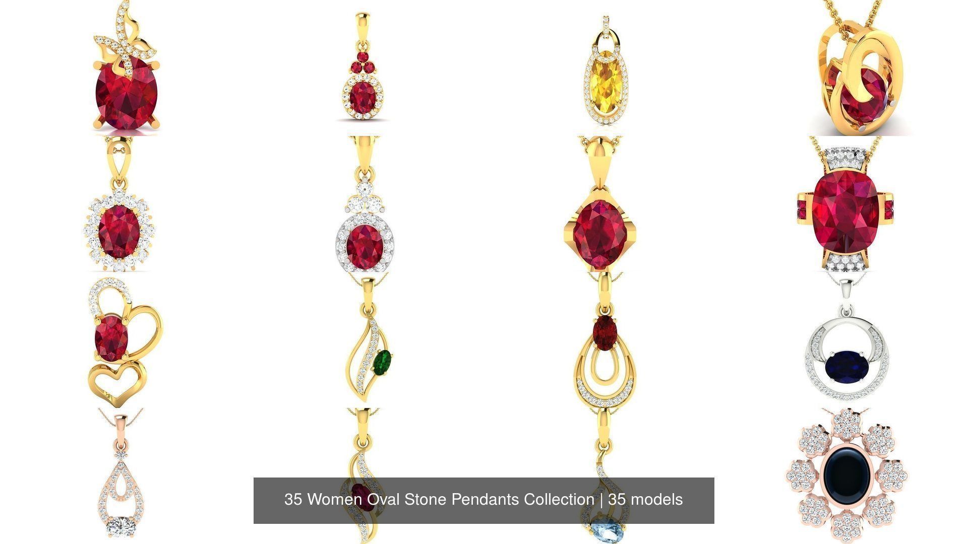 35 Women Oval Stone Pendants Collection _2
