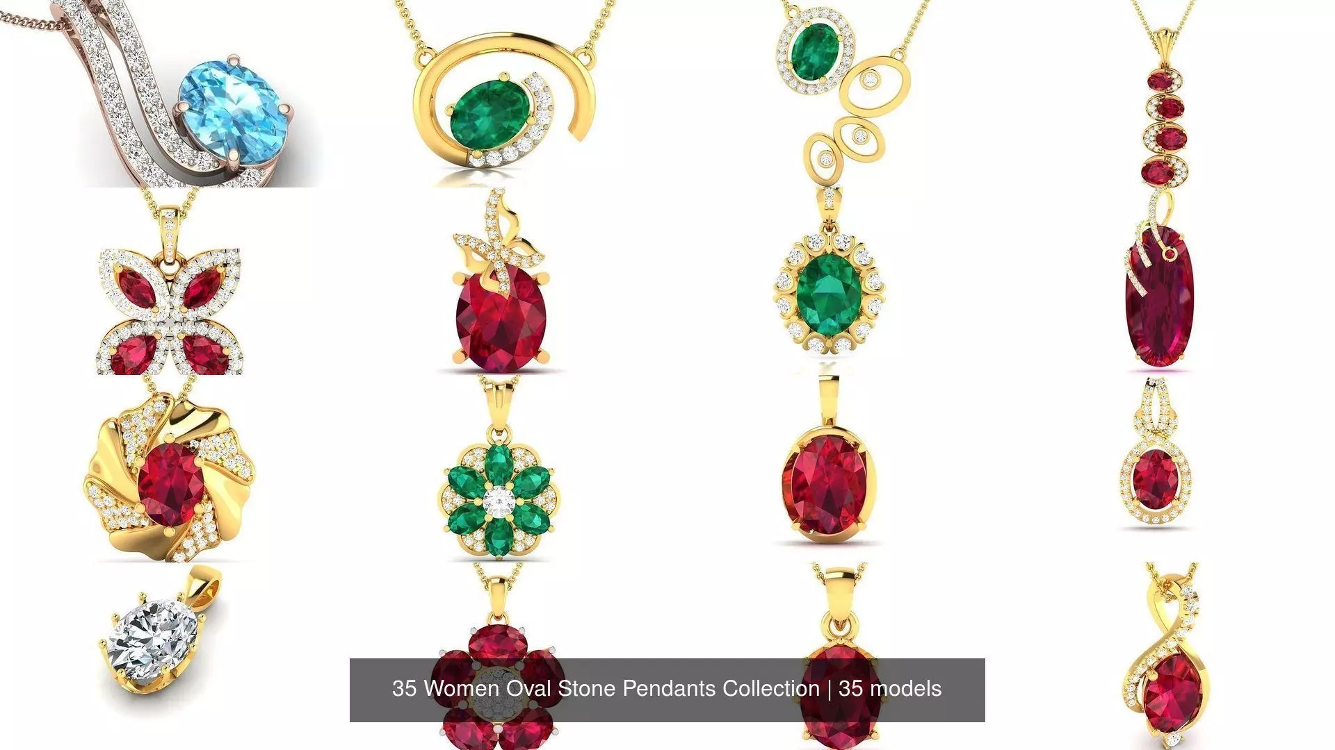 35 Women Oval Stone Pendants Collection _0