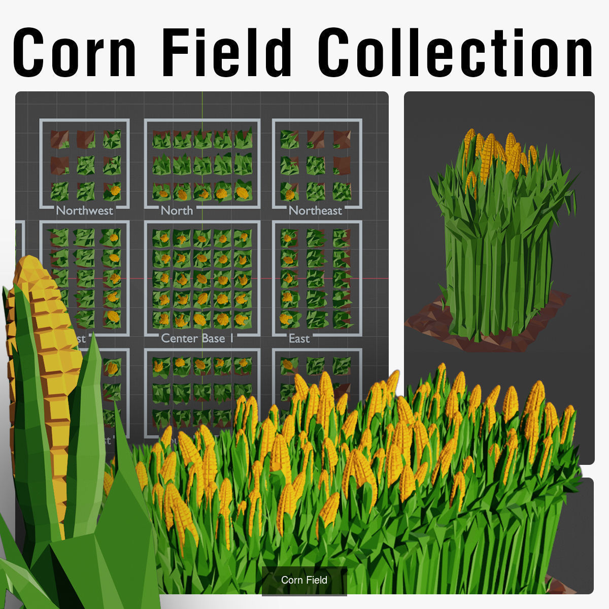 Corn Wheat Field 3D Model Collection_1