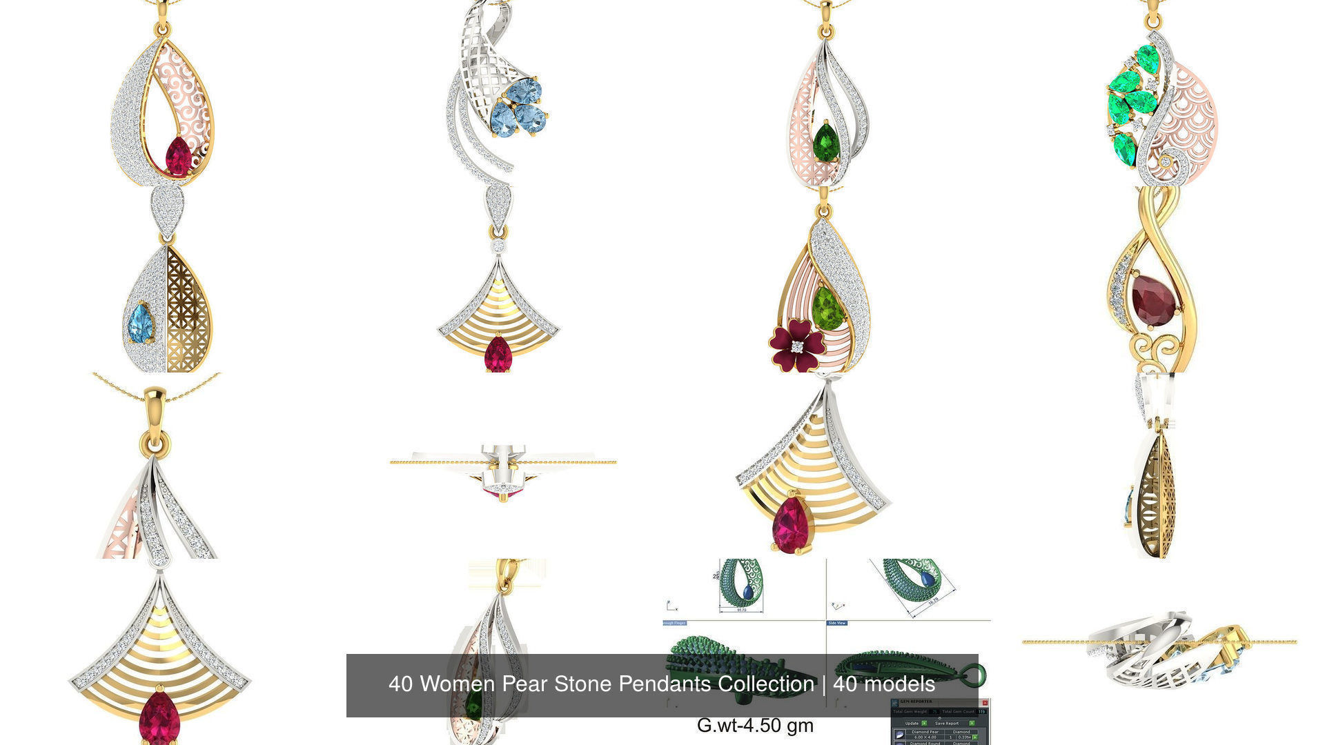40 Women Pear Stone Pendants Collection _4