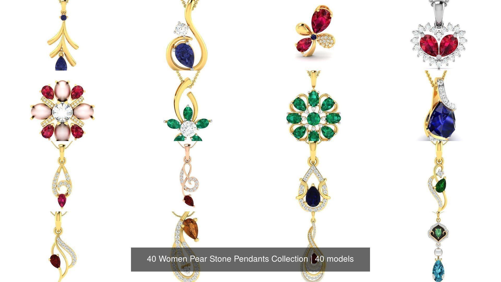 40 Women Pear Stone Pendants Collection _3