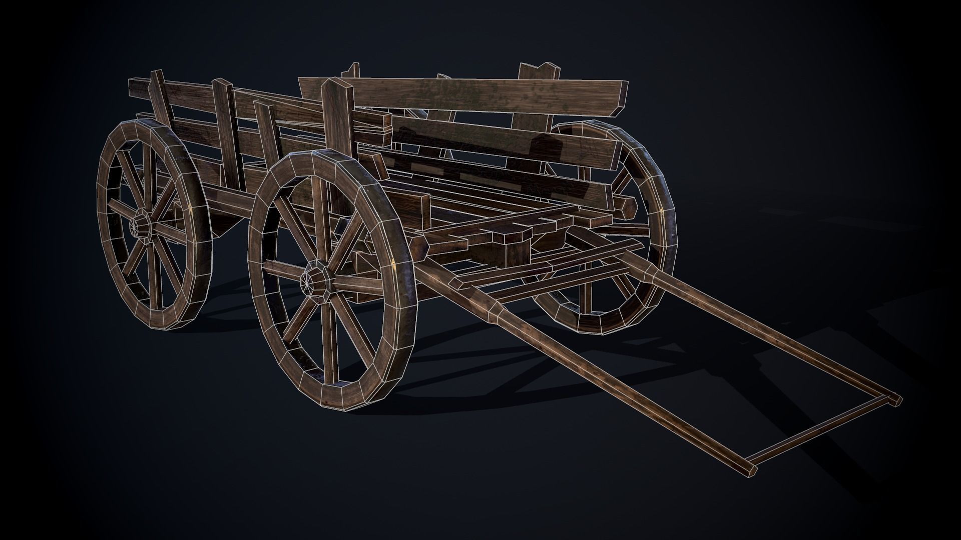 Medieval Cart Low-poly 3D model_12