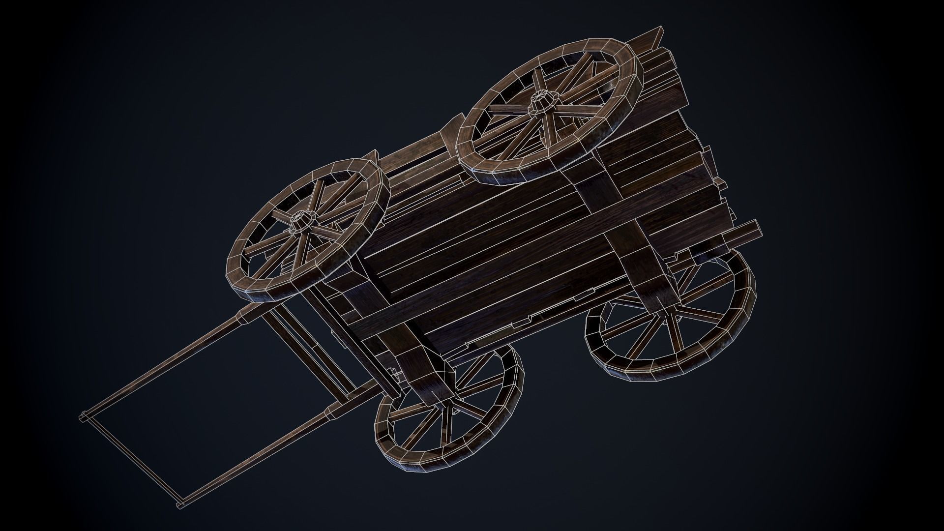 Medieval Cart Low-poly 3D model_15