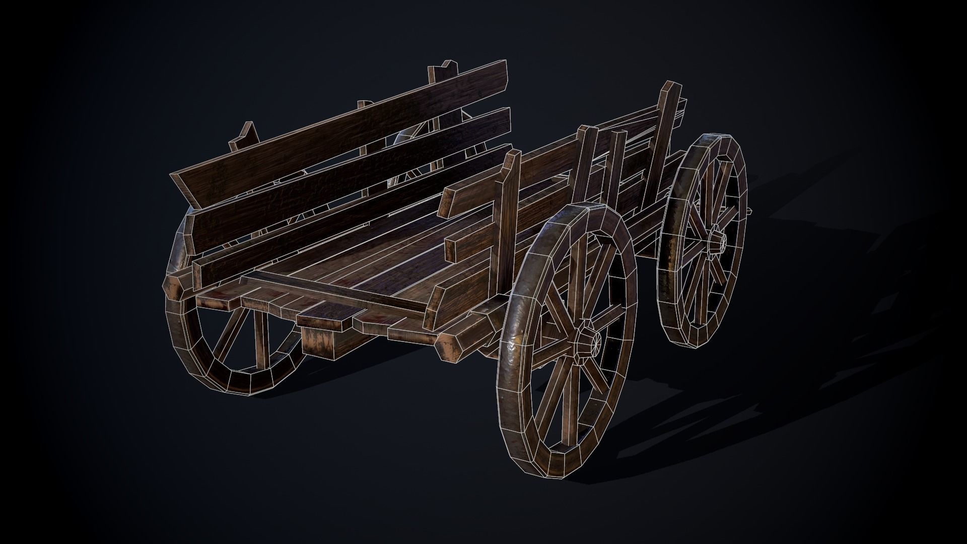 Medieval Cart Low-poly 3D model_13