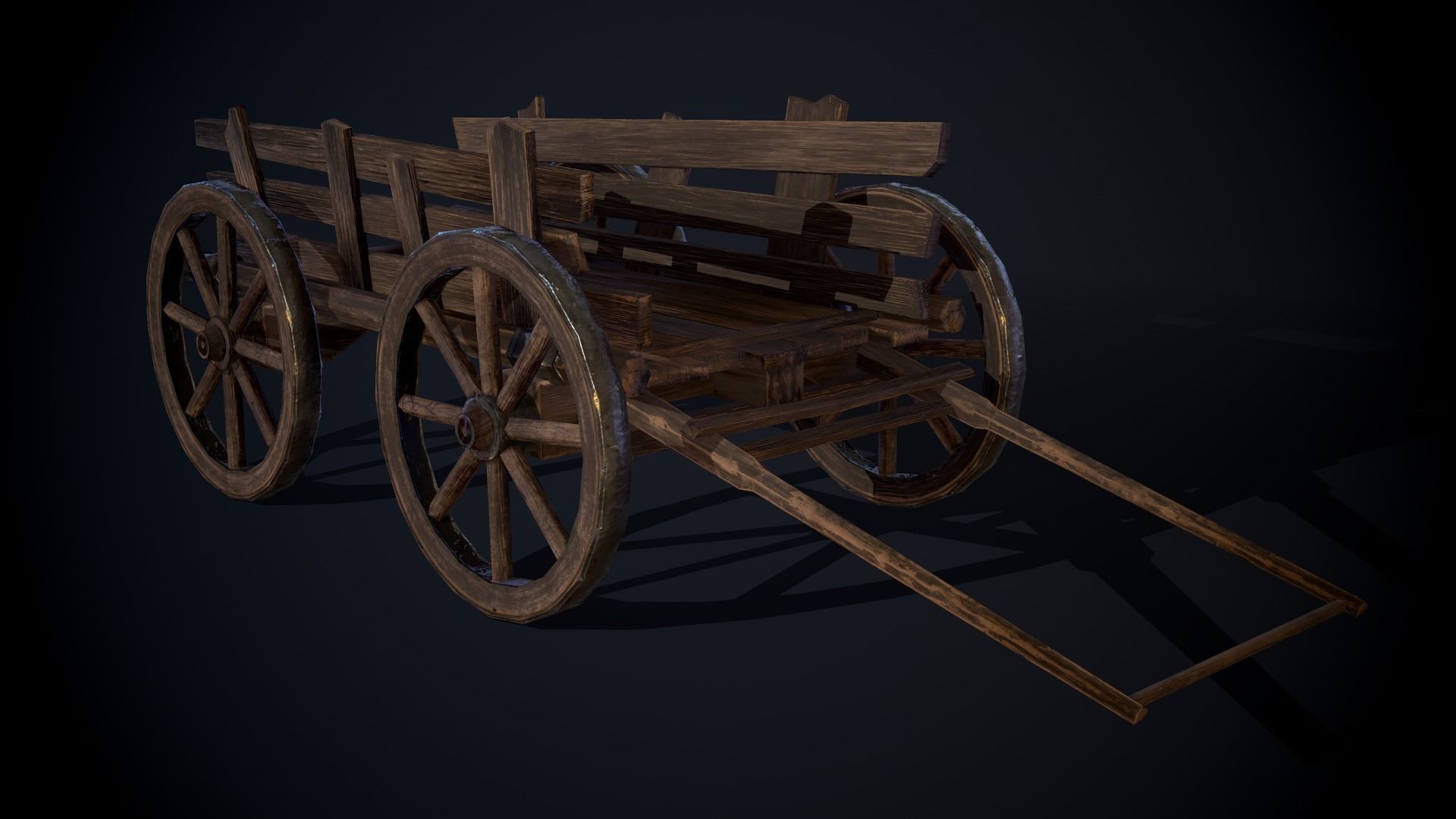 Medieval Cart Low-poly 3D model_9