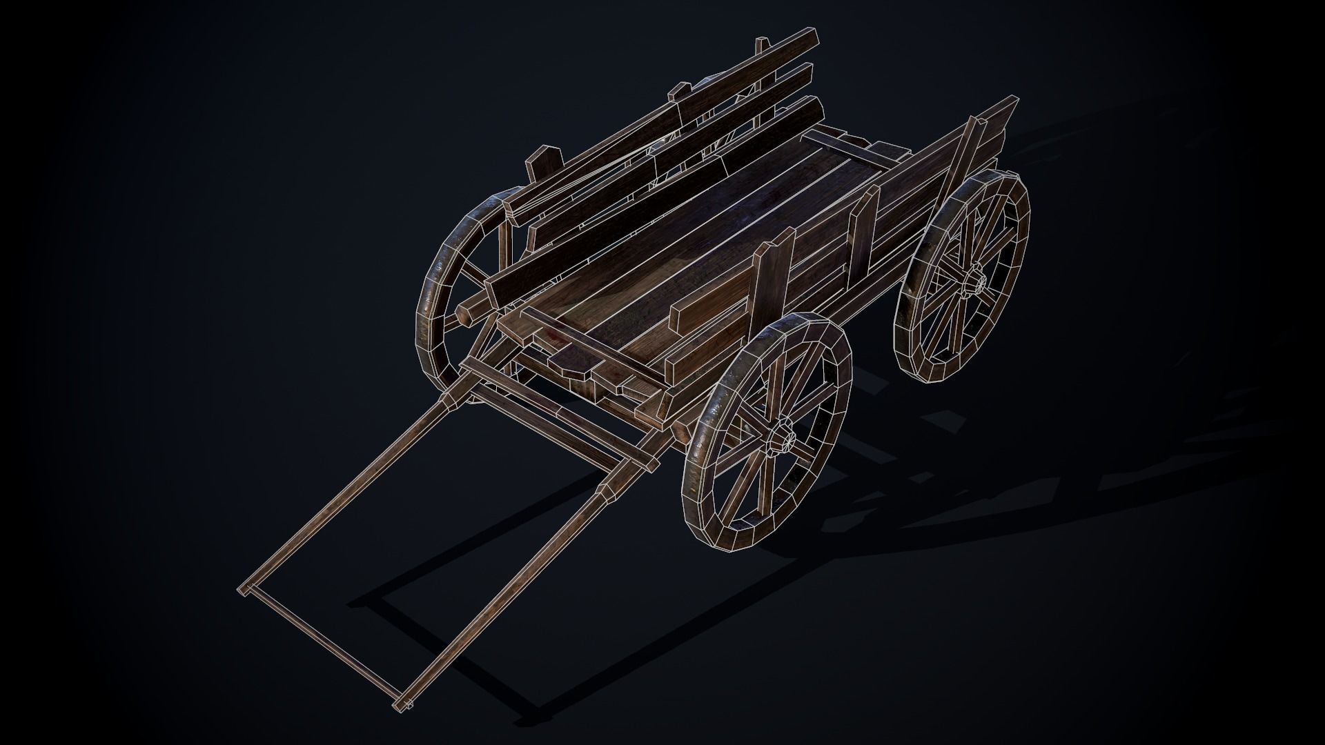 Medieval Cart Low-poly 3D model_16
