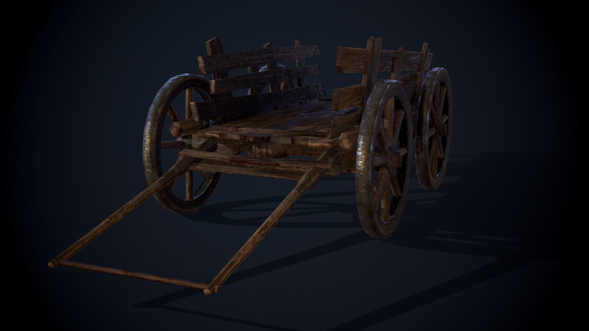 Medieval Cart Low-poly 3D model_8