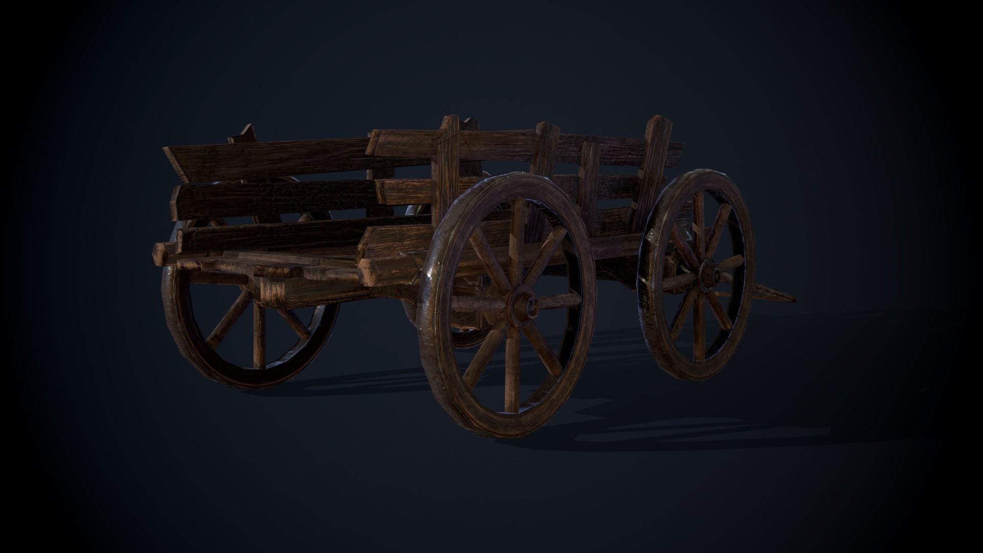 Medieval Cart Low-poly 3D model_3