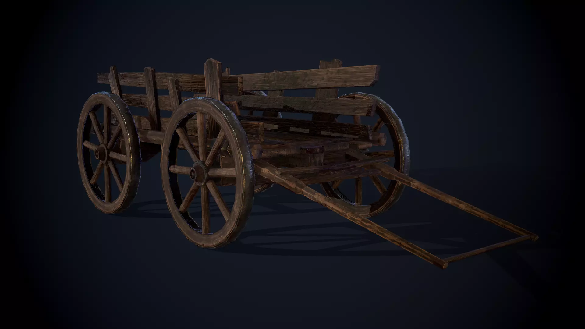 Medieval Cart Low-poly 3D model_0