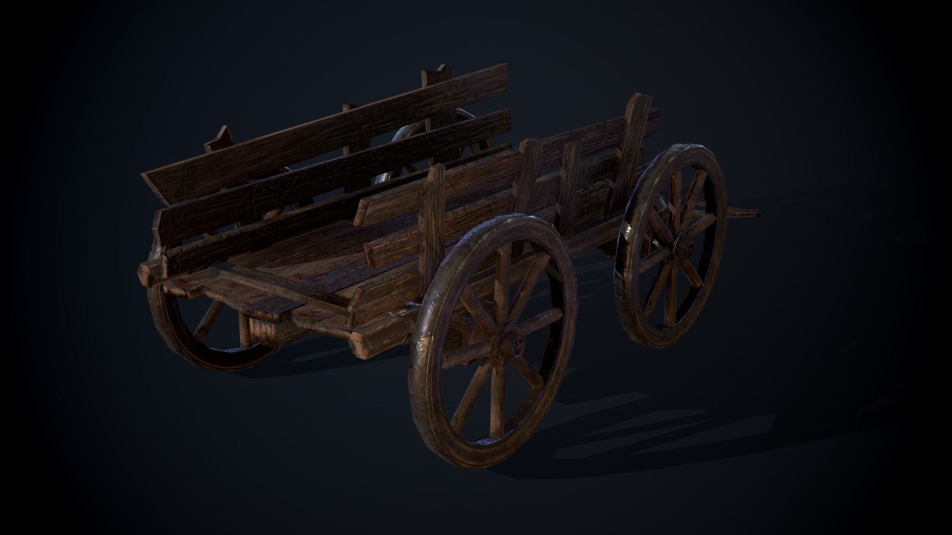 Medieval Cart Low-poly 3D model_4