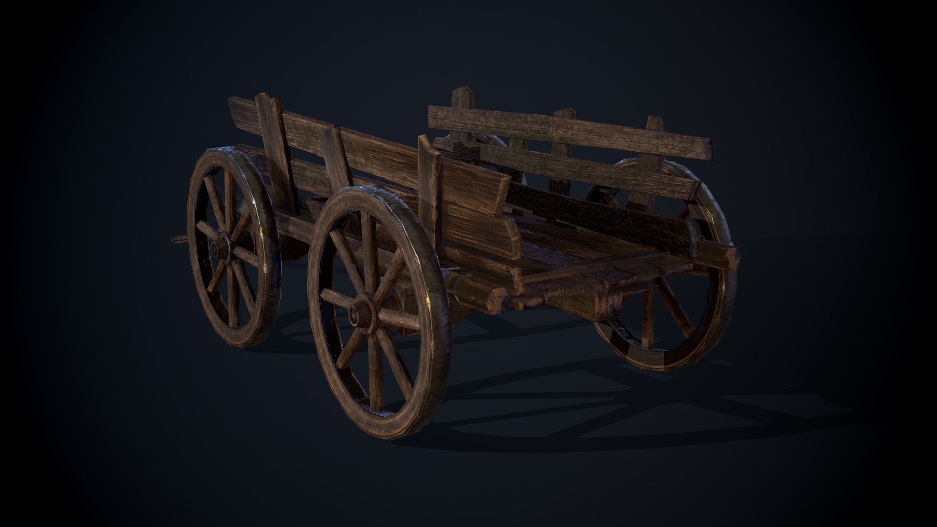 Medieval Cart Low-poly 3D model_5