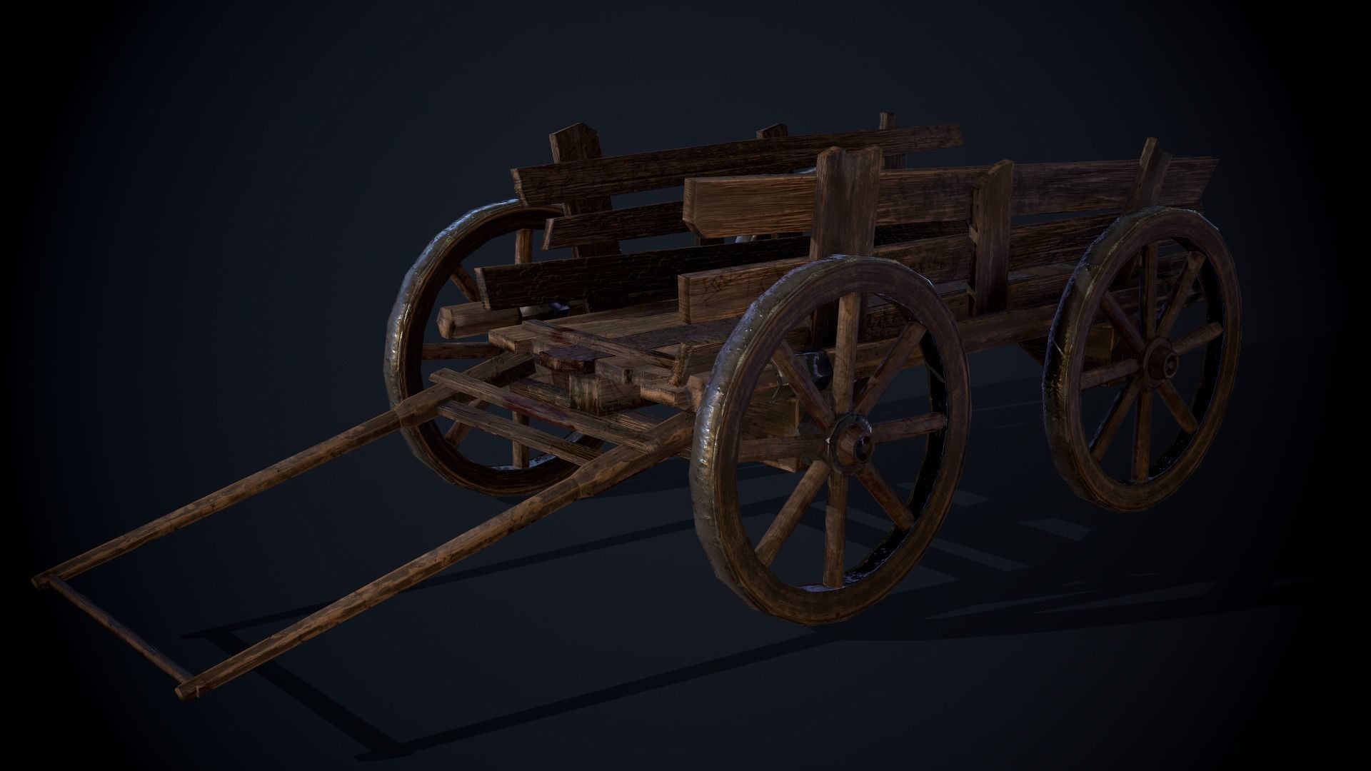 Medieval Cart Low-poly 3D model_7