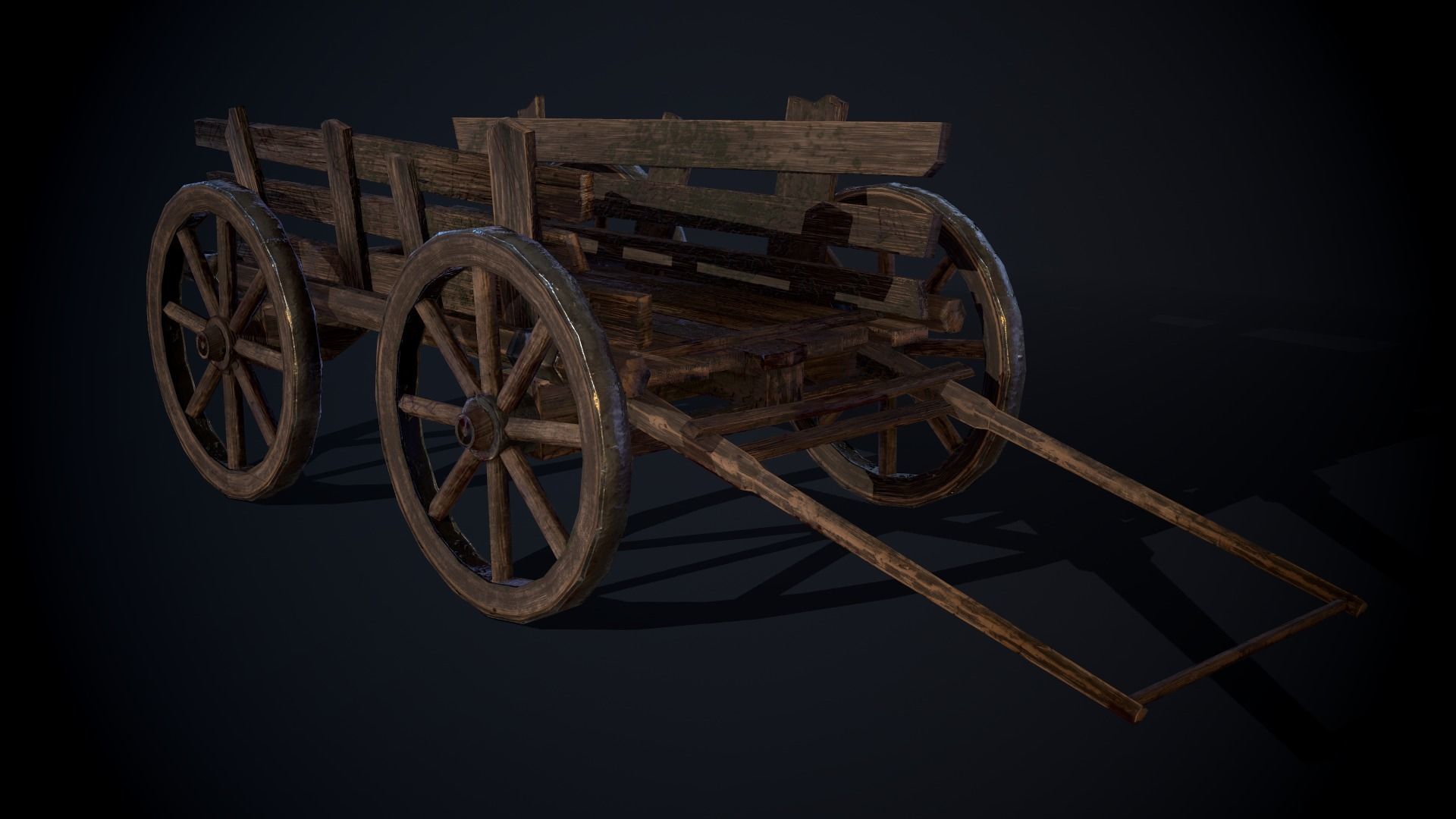 Medieval Cart Low-poly 3D model_11