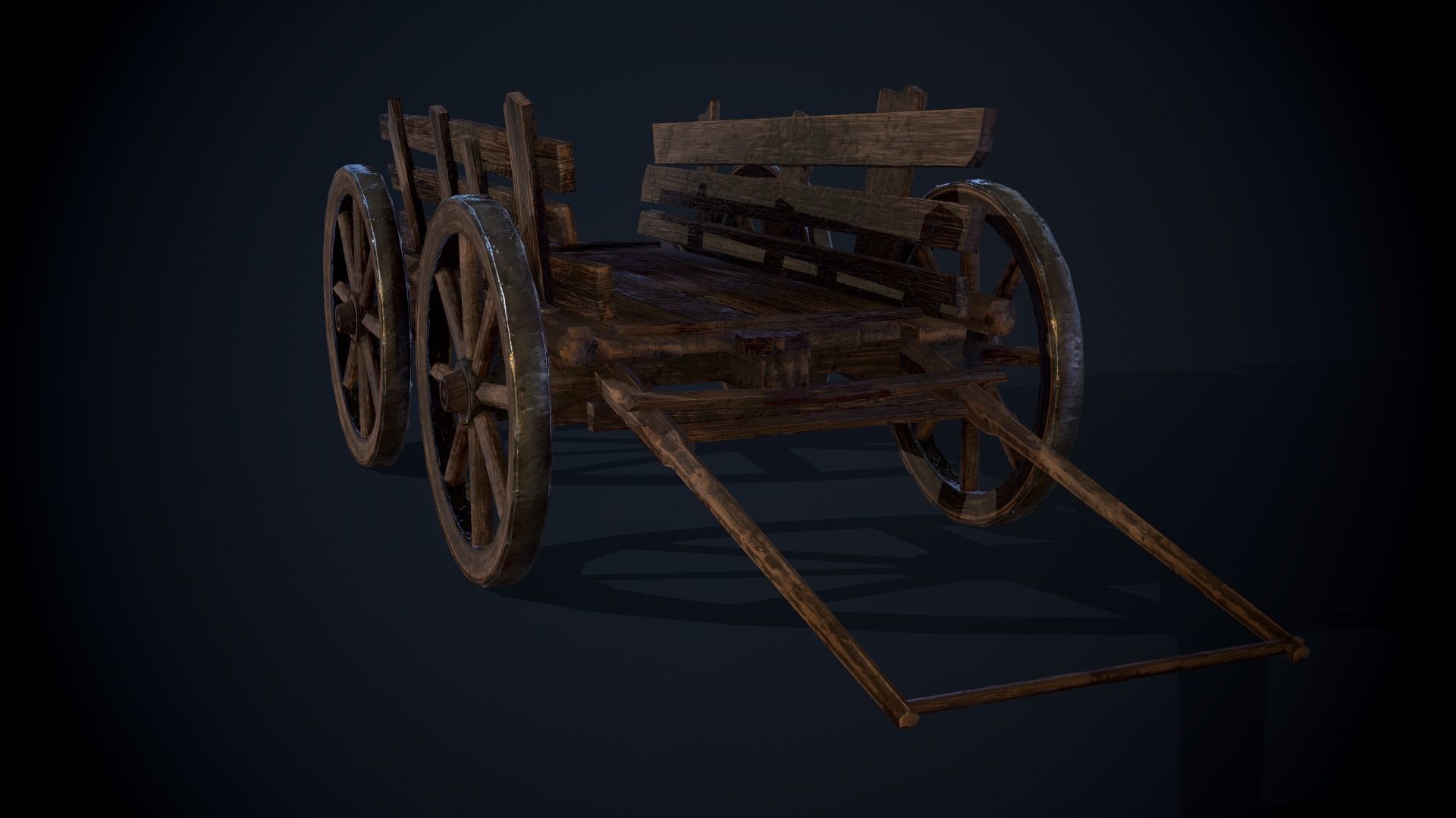 Medieval Cart Low-poly 3D model_1