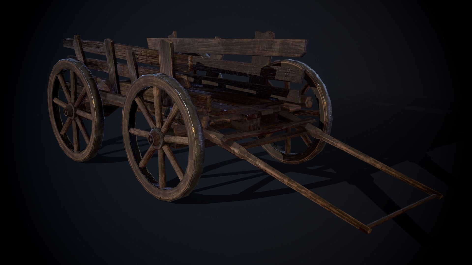 Medieval Cart Low-poly 3D model_10