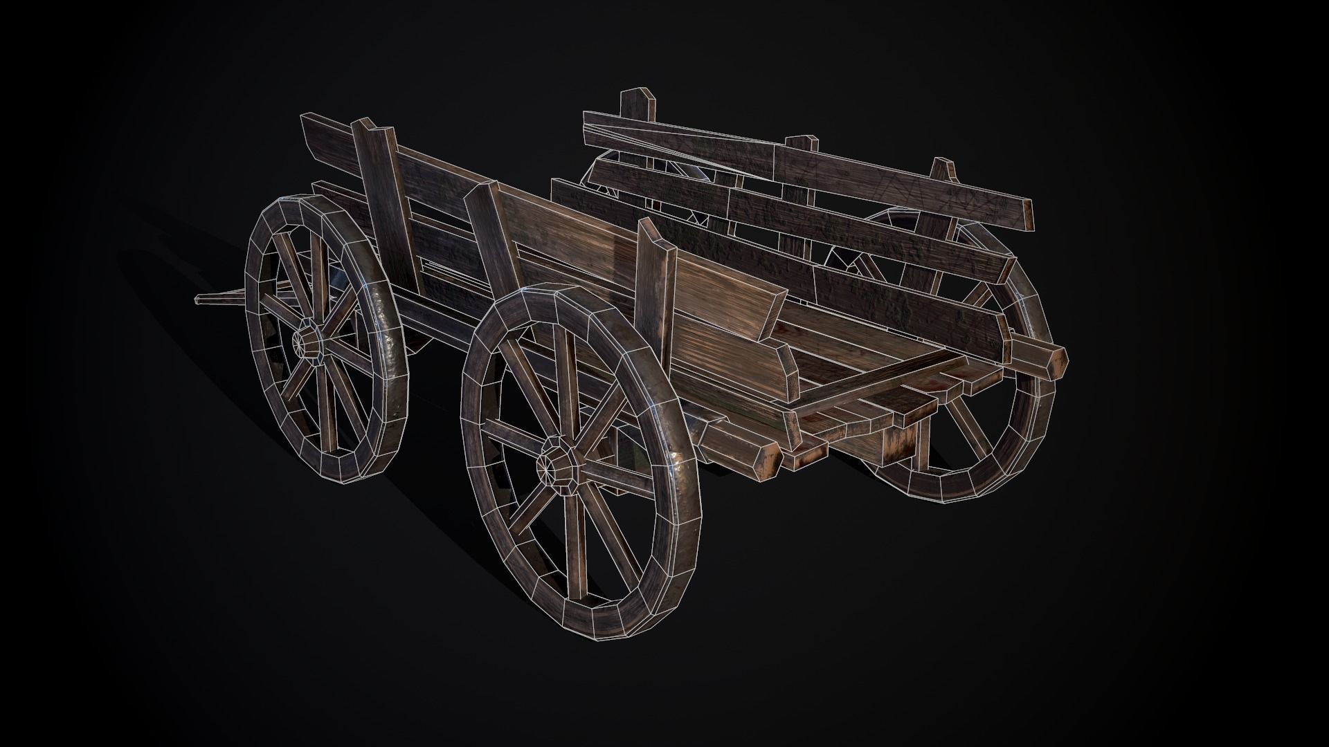 Medieval Cart Low-poly 3D model_14
