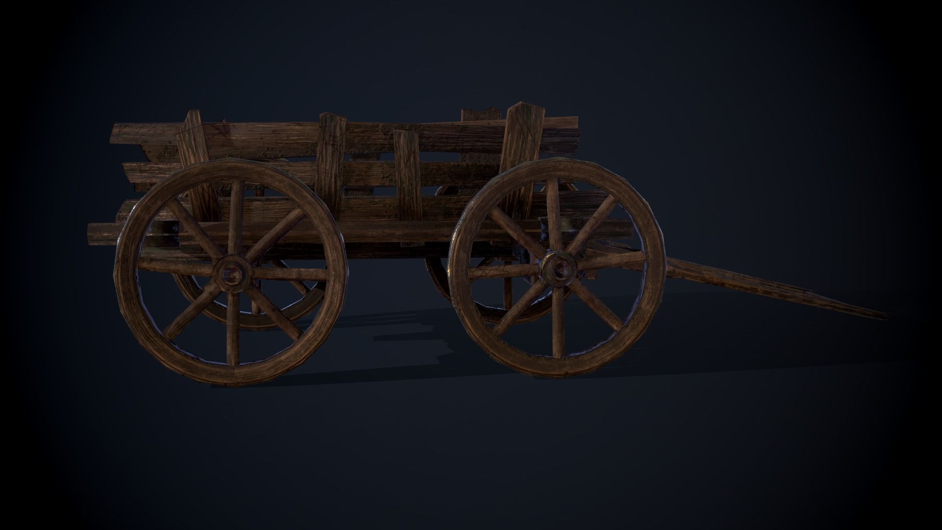 Medieval Cart Low-poly 3D model_2