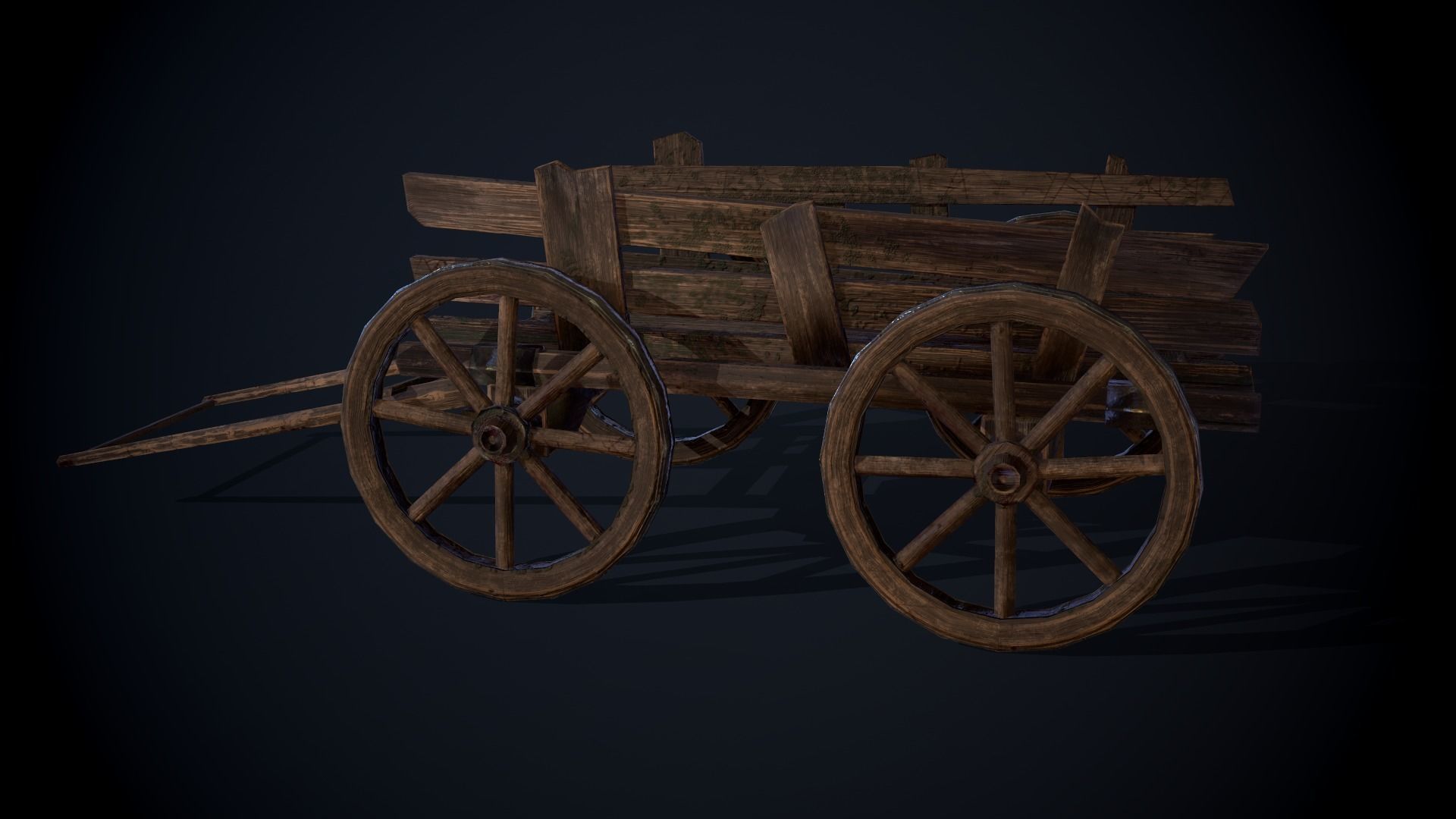 Medieval Cart Low-poly 3D model_6
