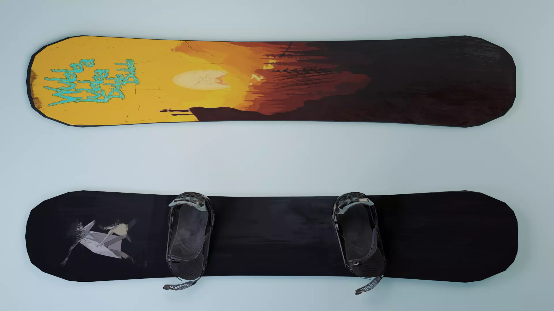 Snowboard Low-poly 3D model_0