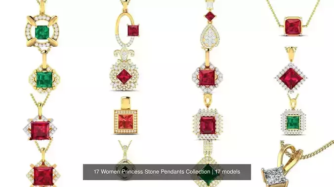 17 Women Princess Stone Pendants Collection 