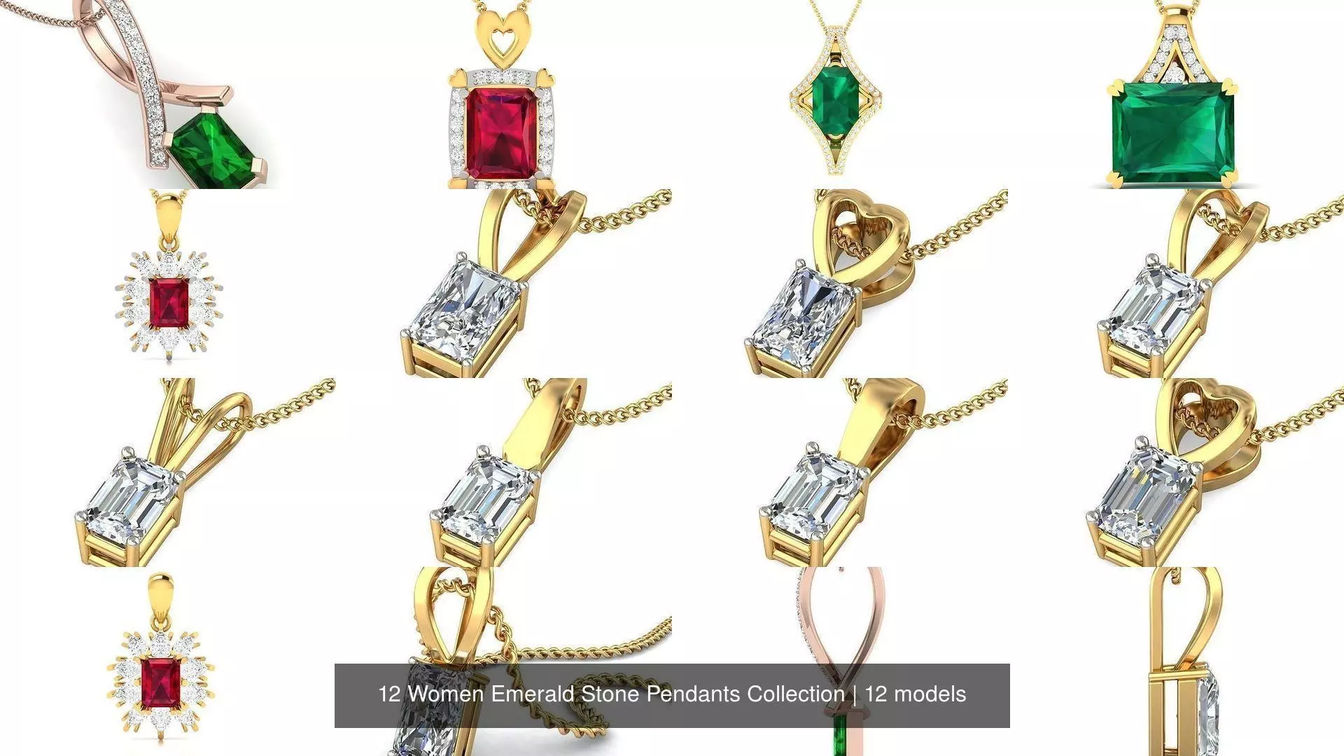 12 Women Emerald Stone Pendants Collection _0