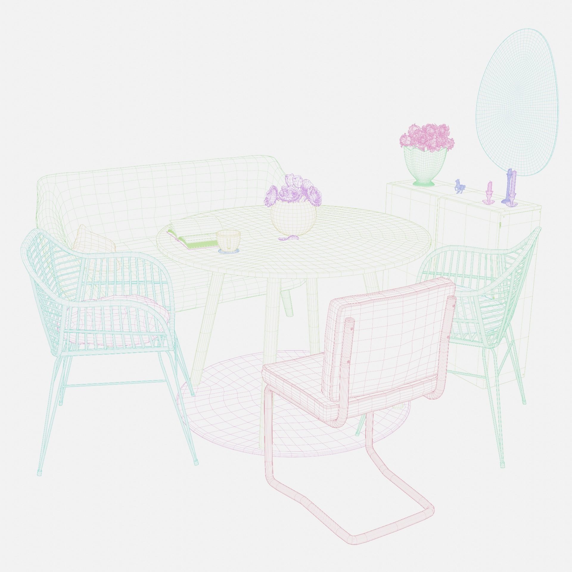 Dining Room Table Set - Cozy Mornings 3D model_6
