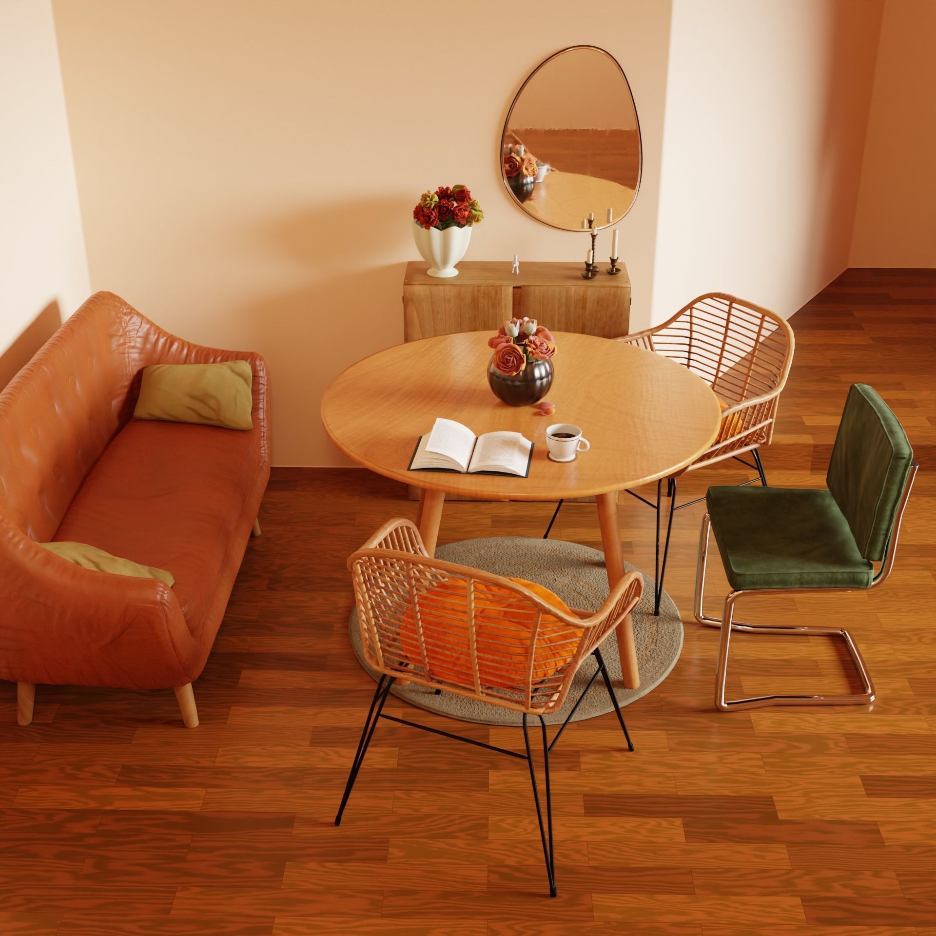 Dining Room Table Set - Cozy Mornings 3D model_3