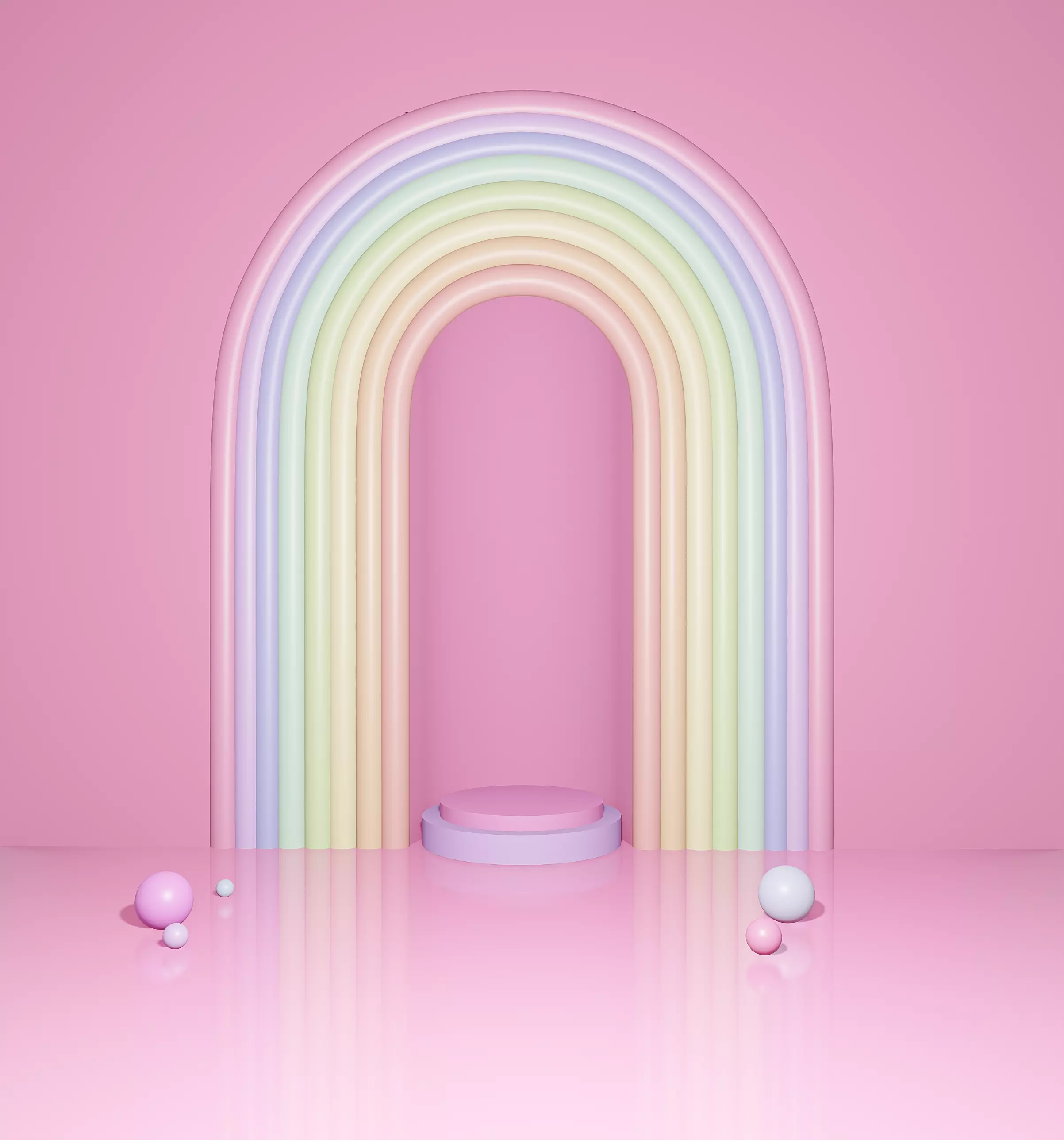 Pastel Rainbow arch blender scene 3D model