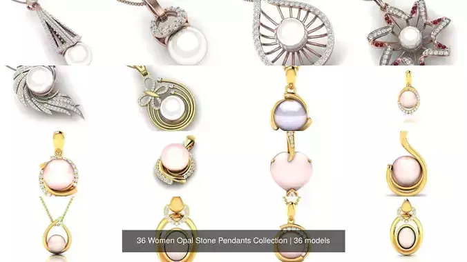 36 Women Opal Stone Pendants Collection