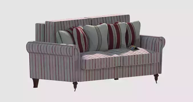 Striped red basic sofa