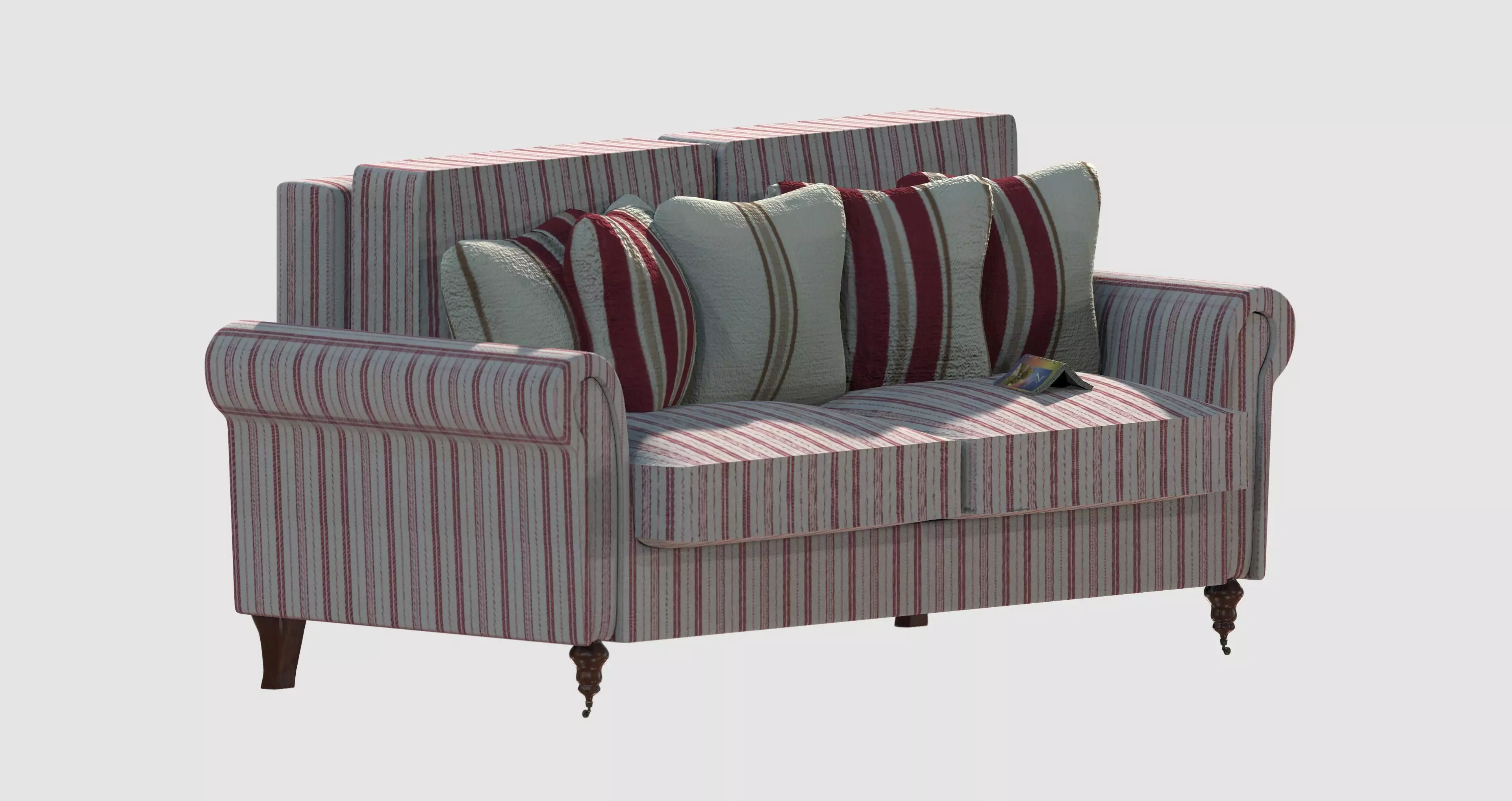 Striped red basic sofa 3D model_0