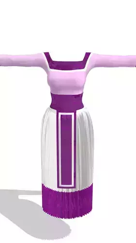Purple Hmong dress for female 3D model