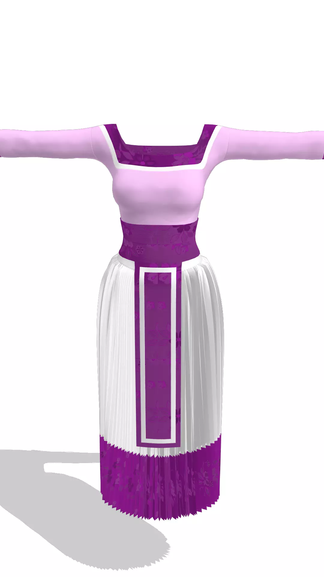 Purple Hmong dress for female 3D model_0