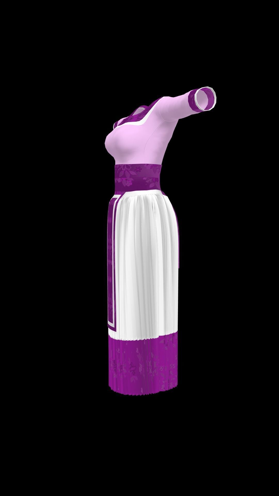 Purple Hmong dress for female 3D model_1