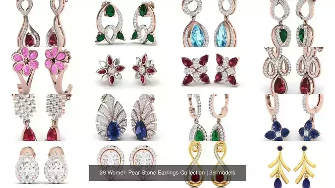 39 Women Pear Stone Earrings Collection 