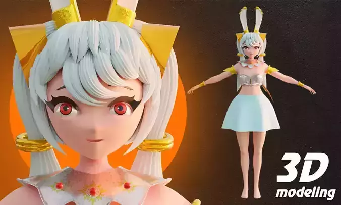 Styled Women character low poly Low-poly 3D model