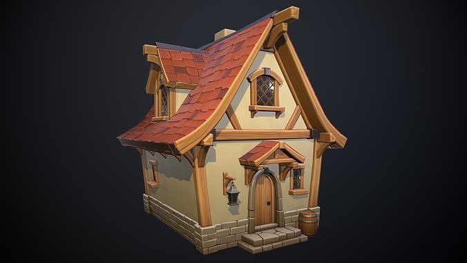  Stylized medieval house  Low-poly 3D model
