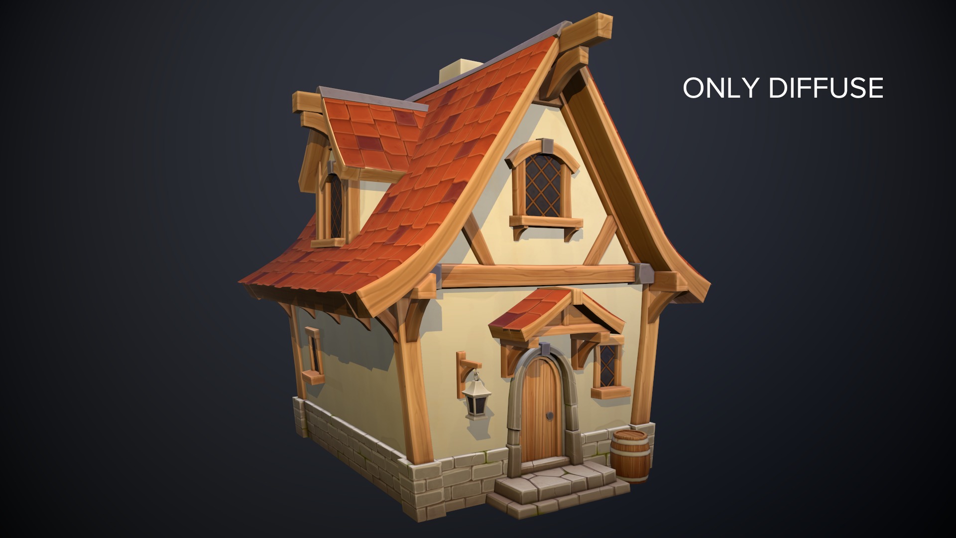  Stylized medieval house  Low-poly 3D model_6