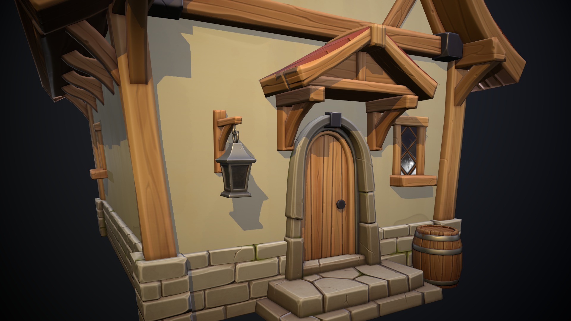  Stylized medieval house  Low-poly 3D model_3