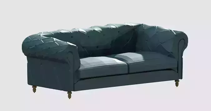 Turquoise capitone basic sofa