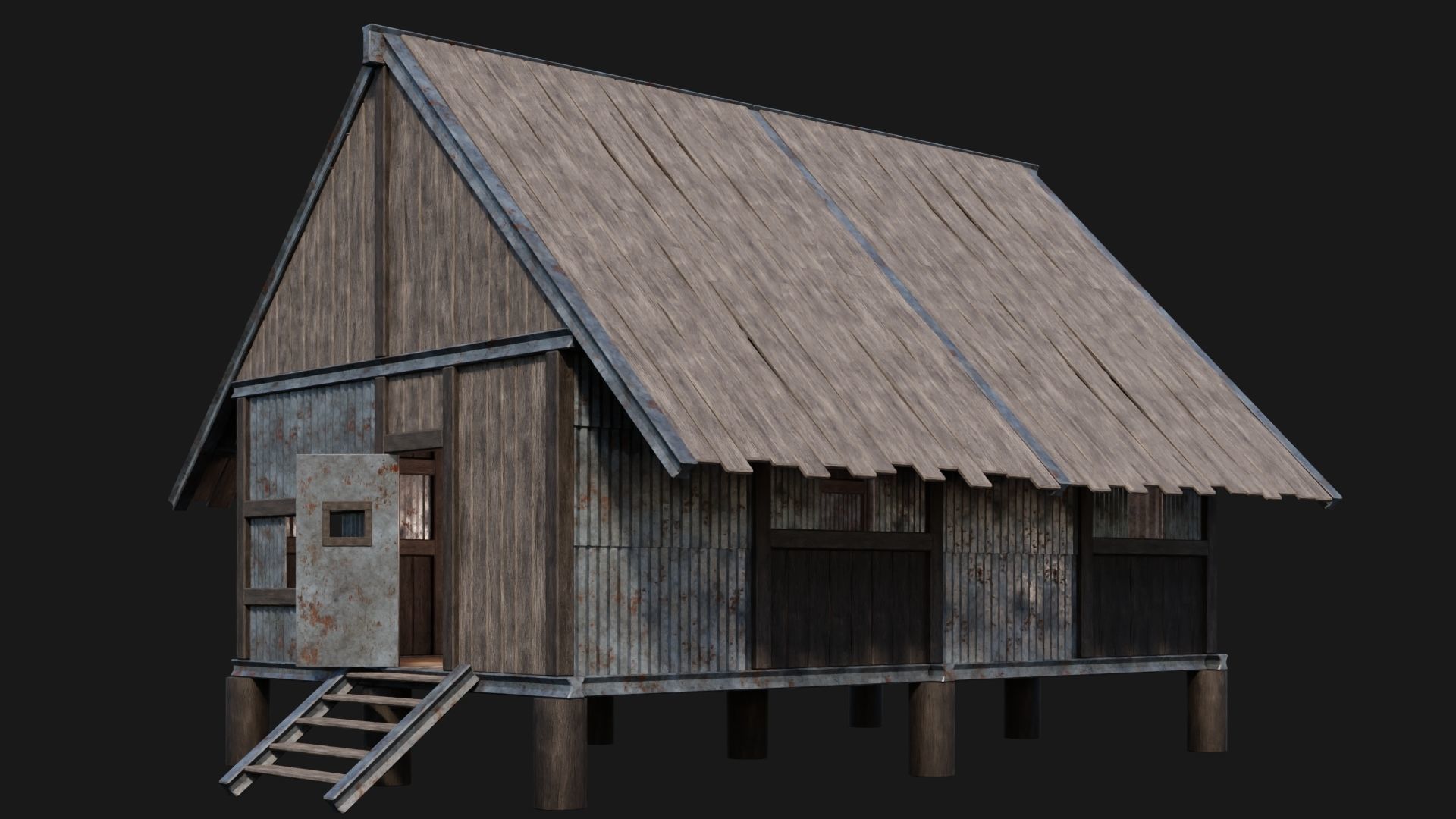 Medieval Houses 56- 4K Textures Game Ready Low-poly 3D model_11