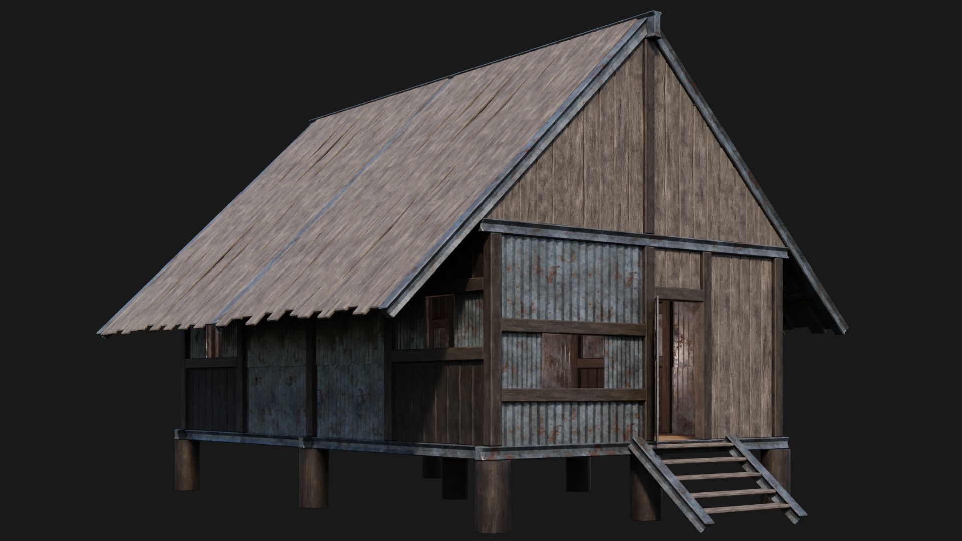 Medieval Houses 56- 4K Textures Game Ready Low-poly 3D model_1