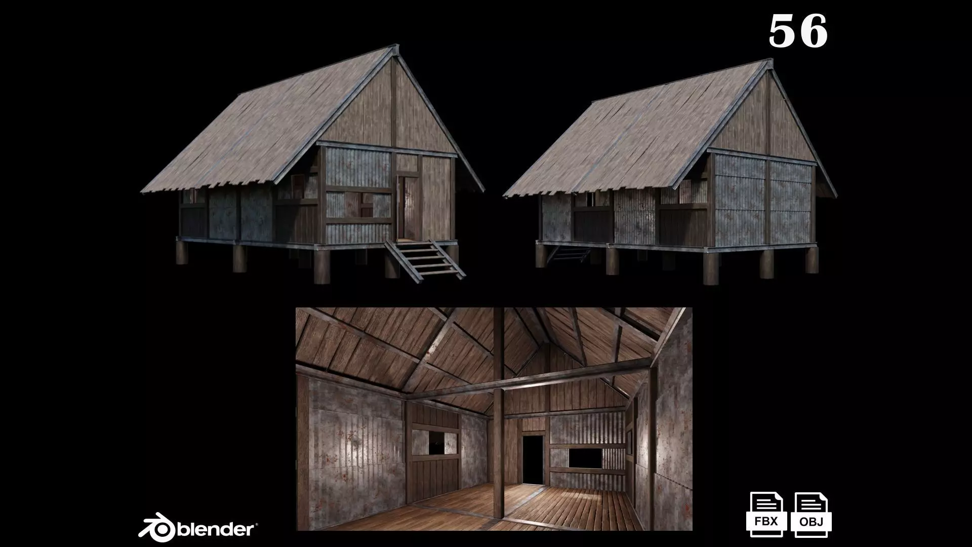 Medieval Houses 56- 4K Textures Game Ready Low-poly 3D model_0