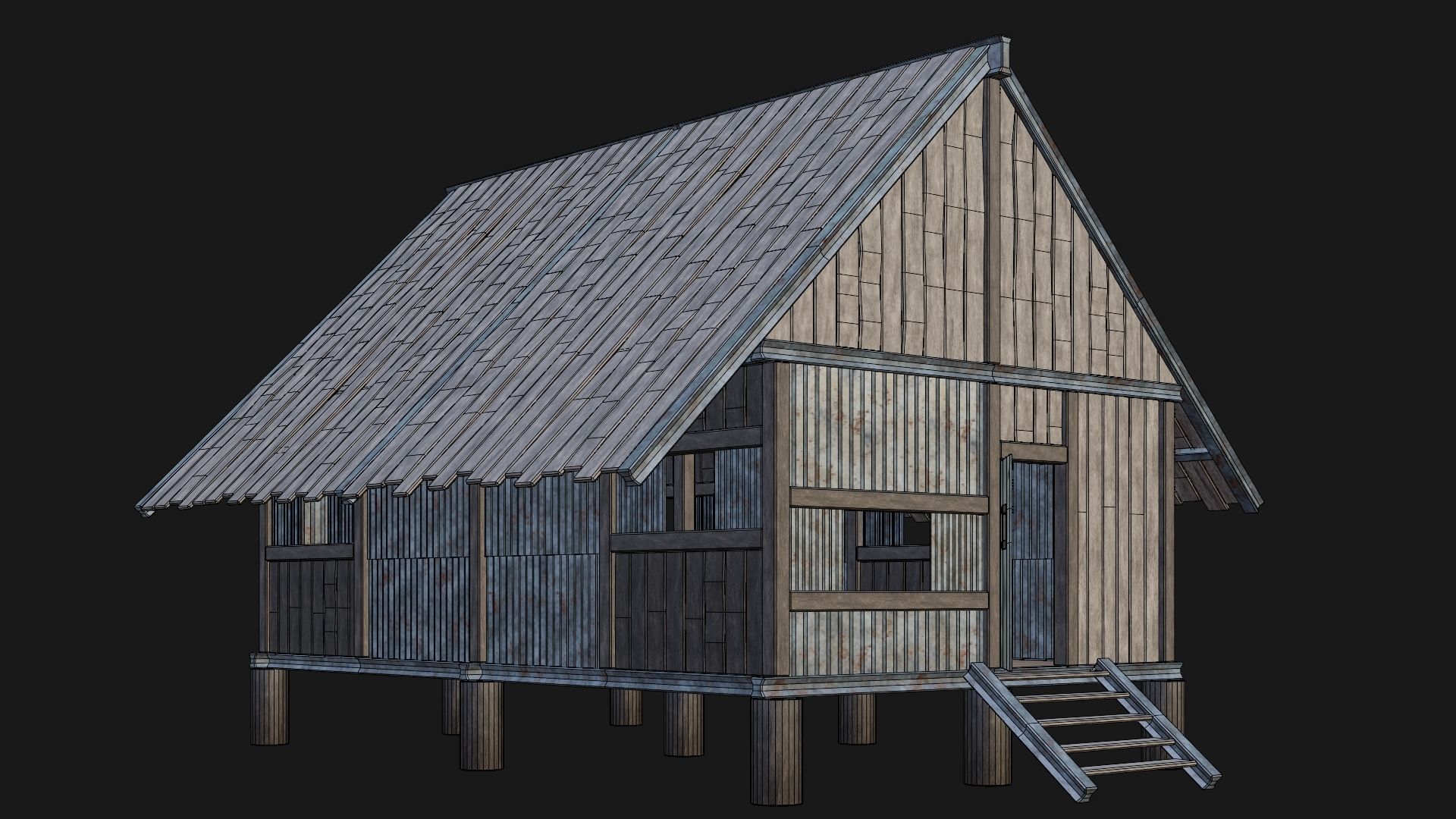 Medieval Houses 56- 4K Textures Game Ready Low-poly 3D model_5