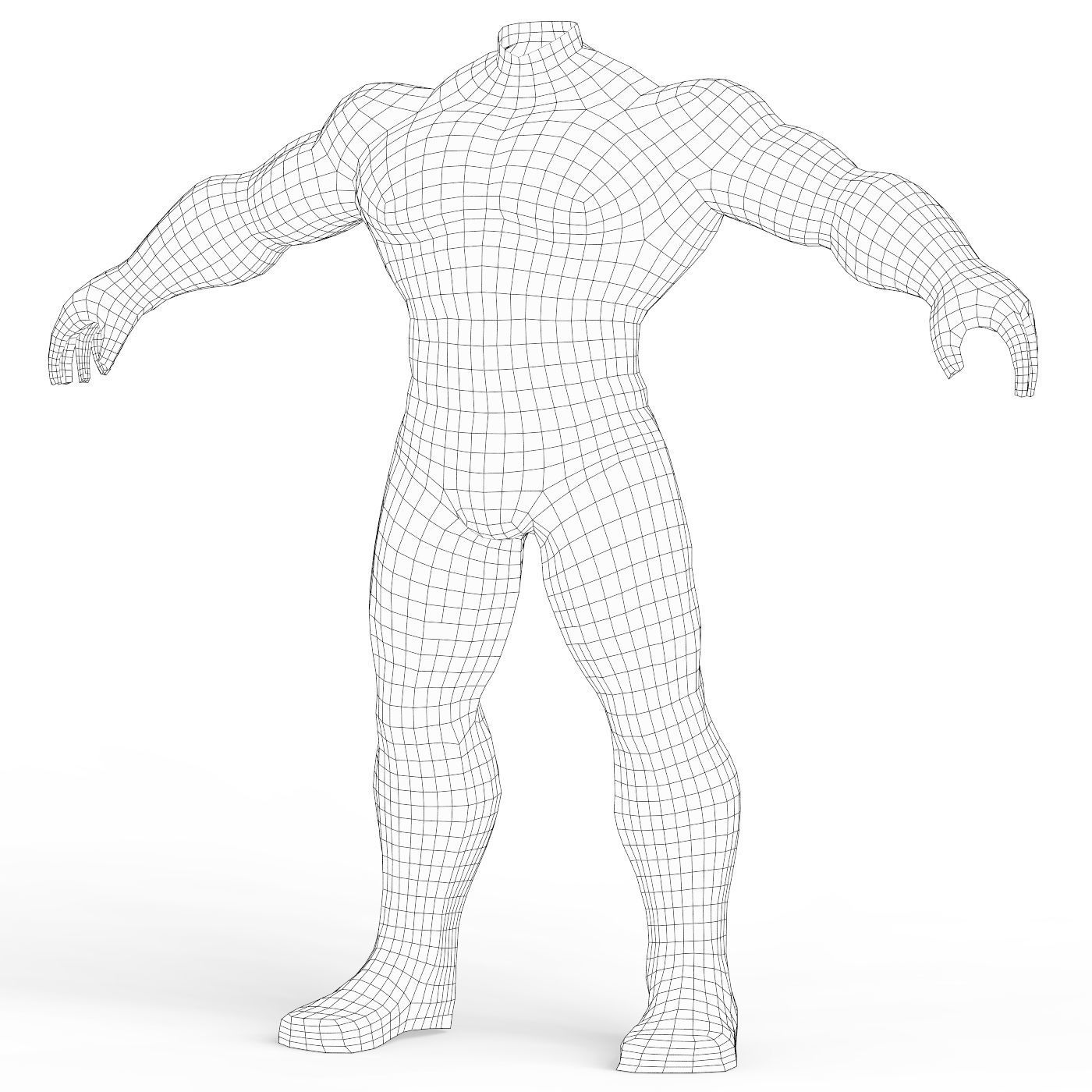 Hulk Body Base Mesh Low-poly 3D model_5