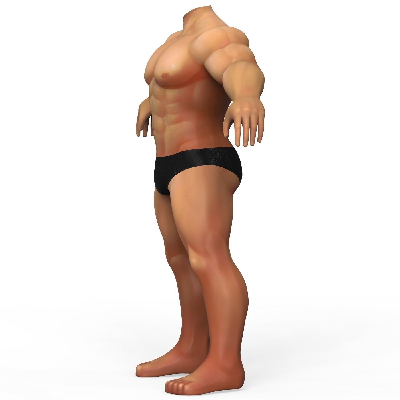 Hulk Body Base Mesh Low-poly 3D model_1