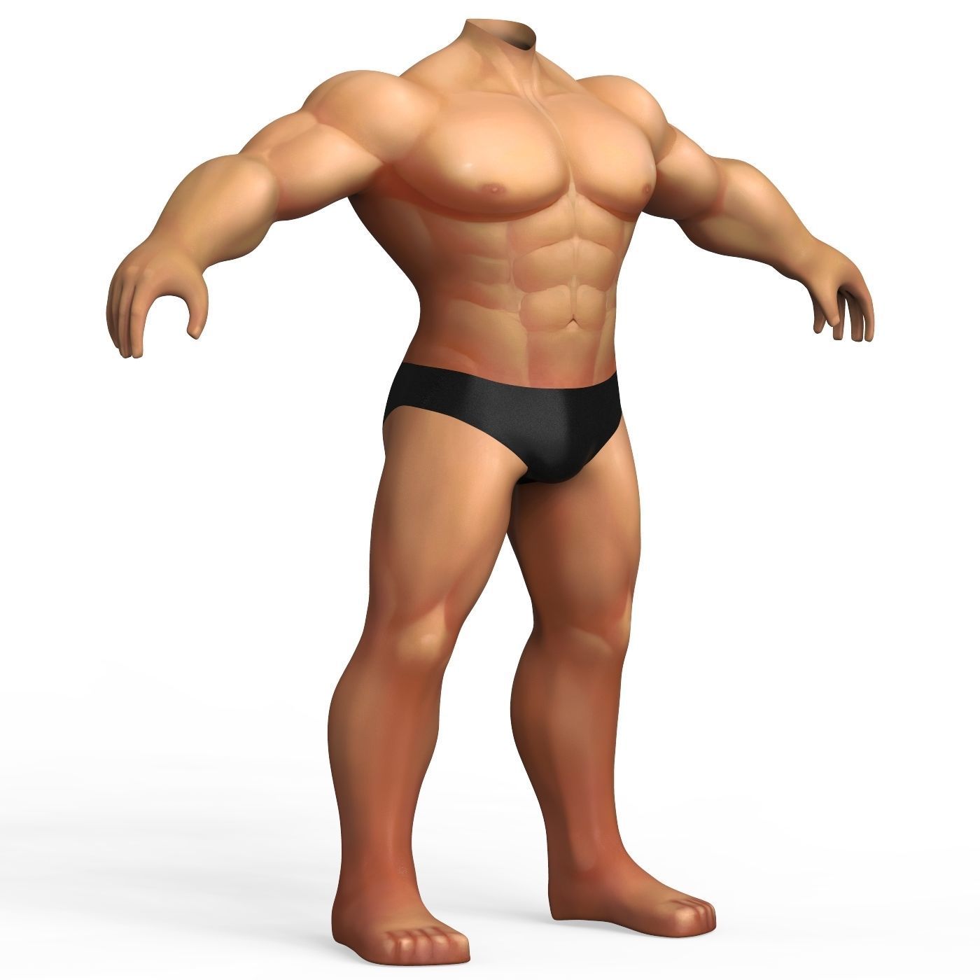 Hulk Body Base Mesh Low-poly 3D model_4