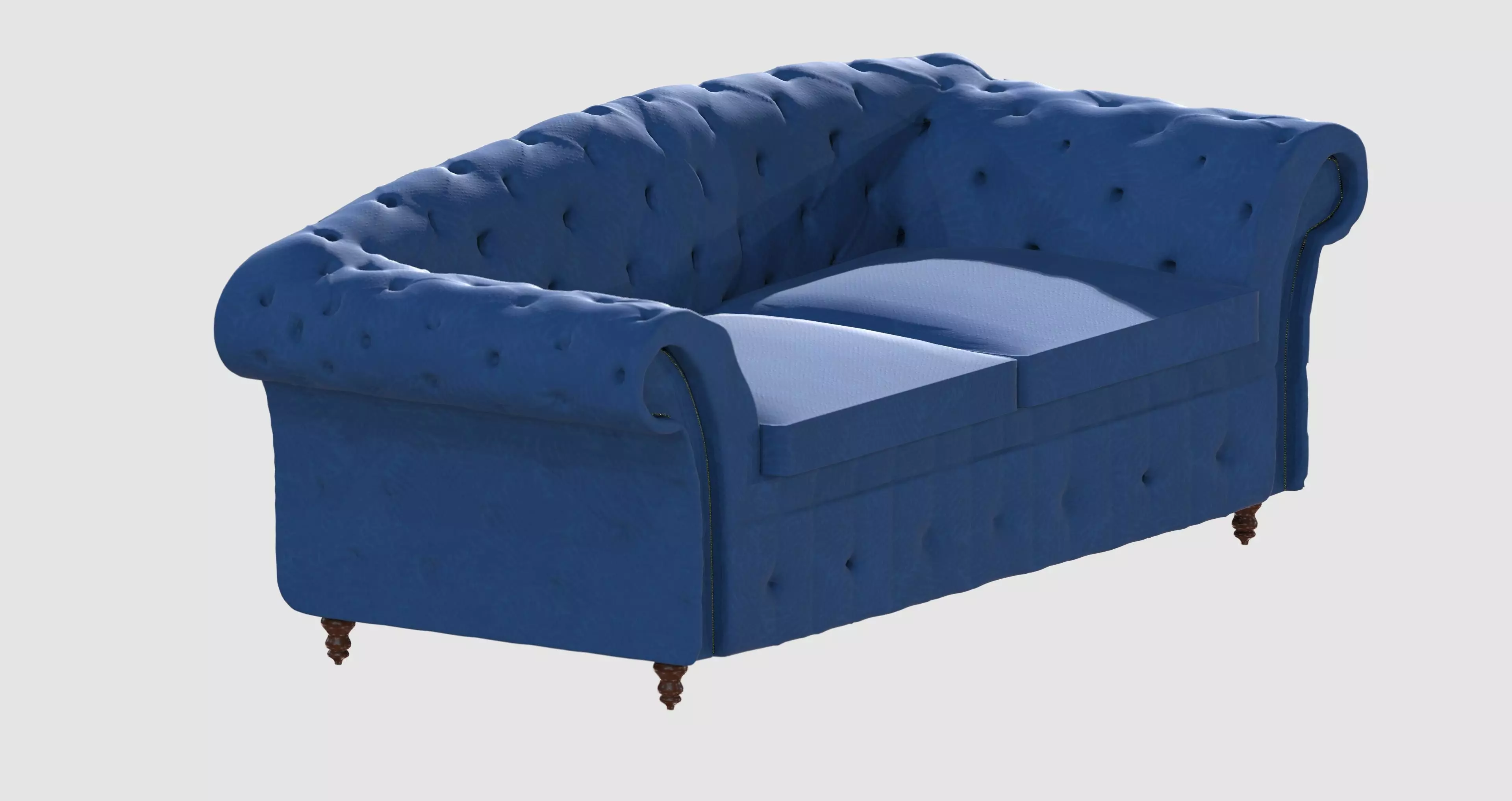Blue capitone basic sofa 3D model_0